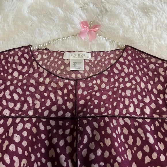 Sheer Animal Print Long Sleeve Silk Inside Blouse Size L - Kirious Los Angeles - Picture 5 of 6